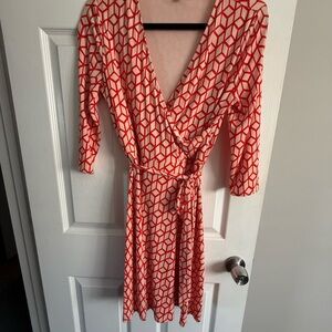 41 Hawthorn Red Geometric Long Sleeve Dress